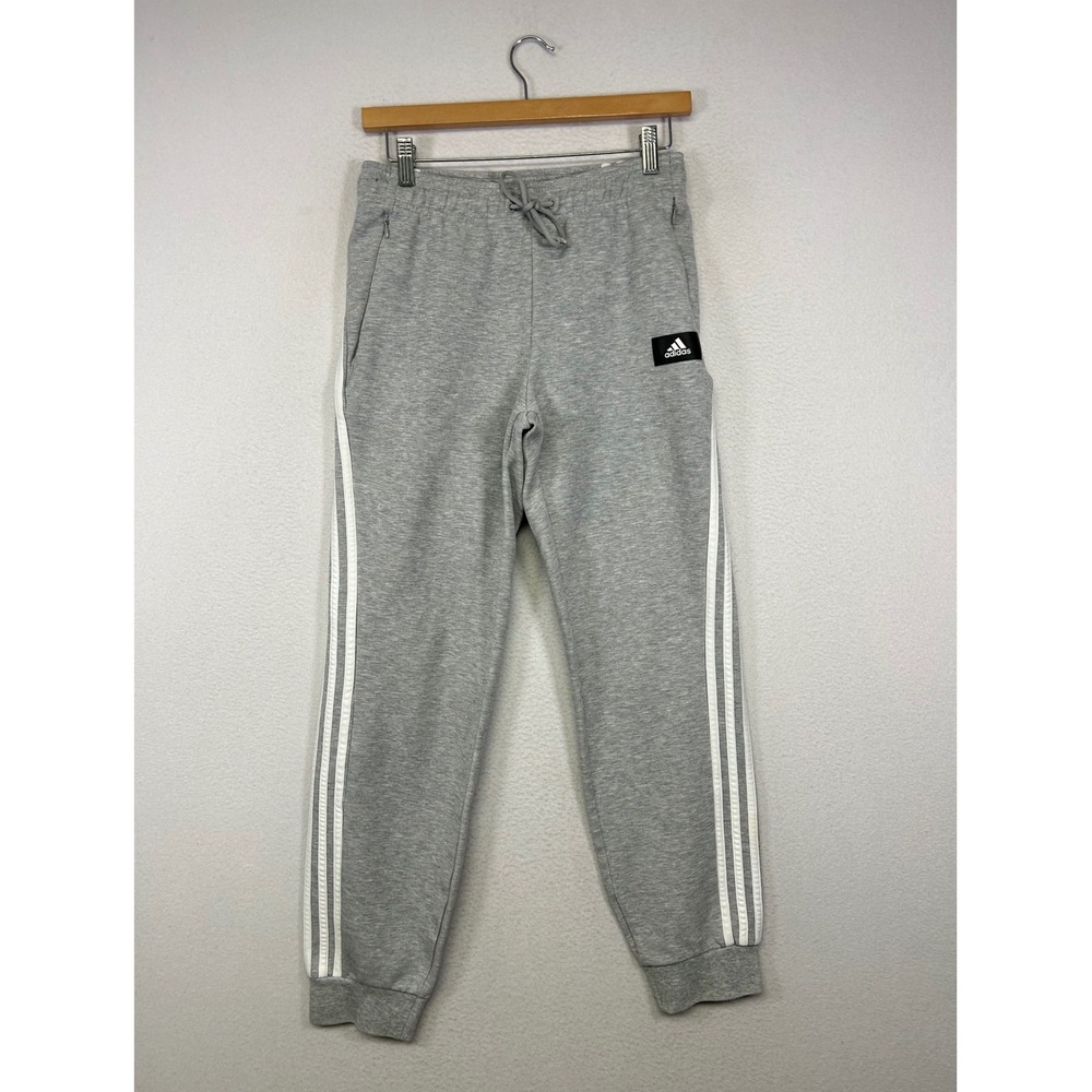 Athleisure Adidas Mens XS Grey Primegreen 3-Stripe Zip Pocket Jogger Sweatpants